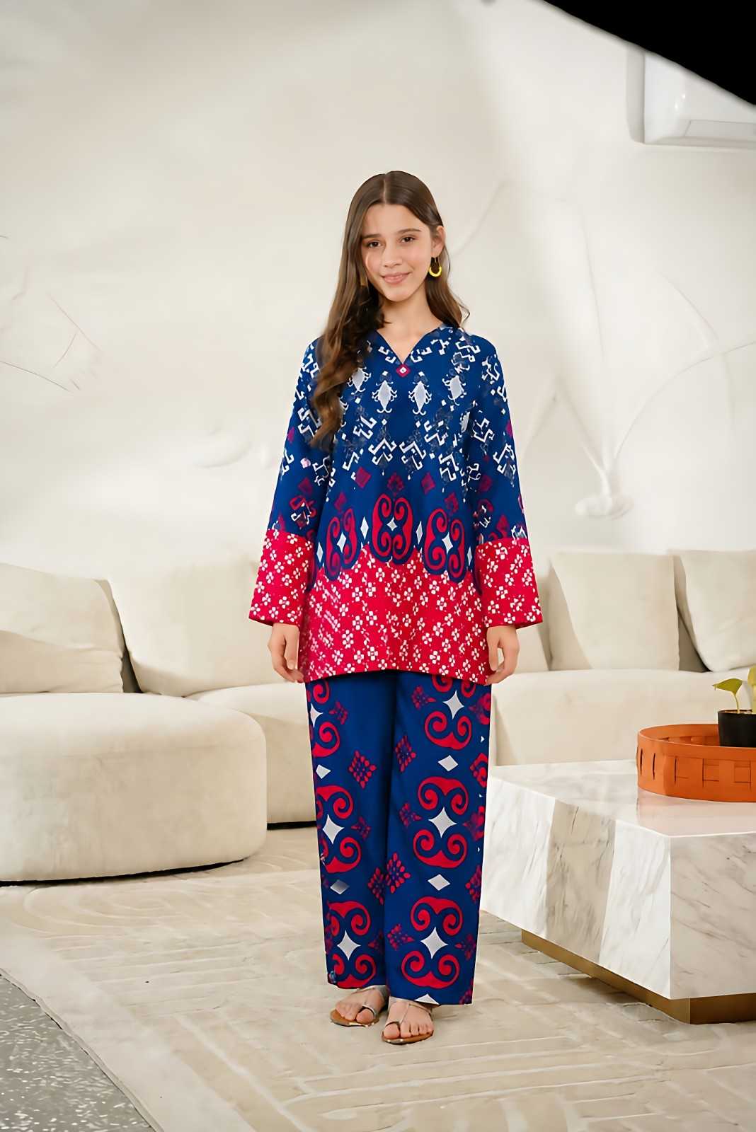Crimson Bloom Girls Co-Ord Set