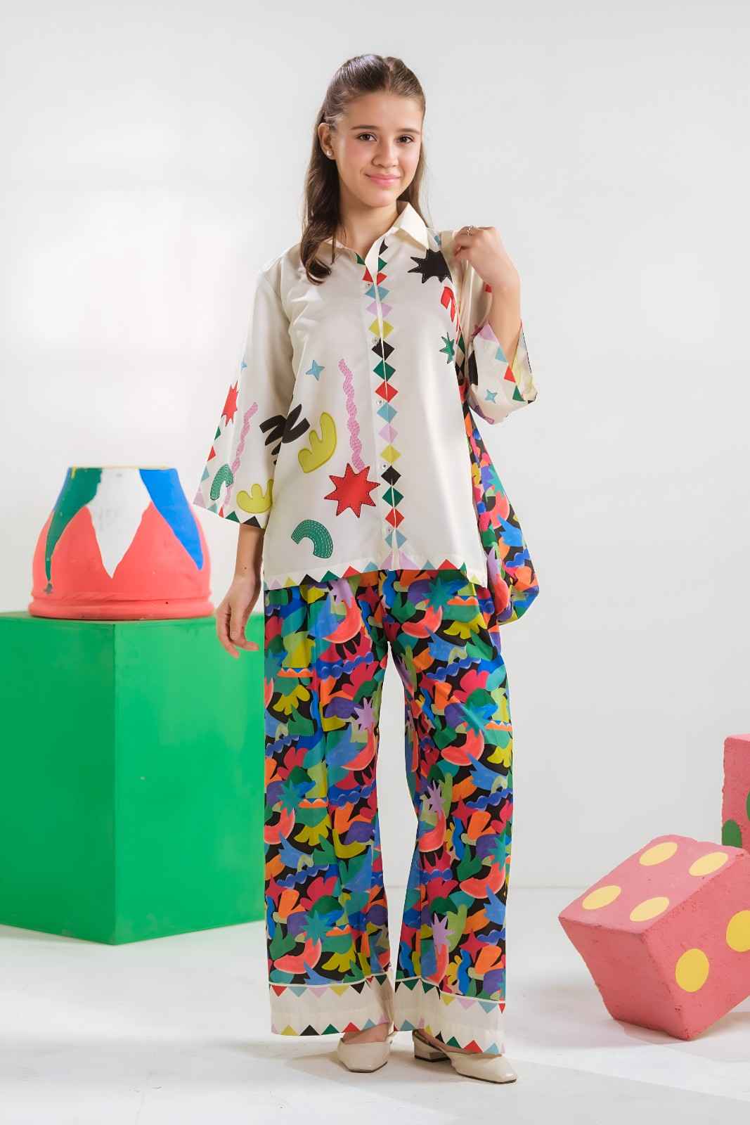 Playful Rainbow Bloom Co-Ord Set